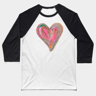 Expressive Heart Painting with Colorful Brushstrokes and Gold Baseball T-Shirt